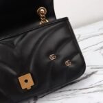 Gucci Women GG Marmont Small Shoulder Bag Double G Black Matelassé Chevron Leather - Image 10