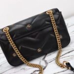 Gucci Women GG Marmont Small Shoulder Bag Double G Black Matelassé Chevron Leather - Image 3
