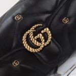 Gucci Women GG Marmont Small Shoulder Bag Double G Black Matelassé Chevron Leather - Image 7