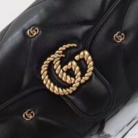 Gucci Women GG Marmont Small Shoulder Bag Double G Black Matelassé Chevron Leather (8)