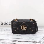 Gucci Women GG Marmont Small Shoulder Bag Double G Black Matelassé Chevron Leather - Image 2