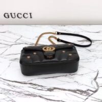 Gucci Women GG Marmont Small Shoulder Bag Double G Black Matelassé Chevron Leather (8)