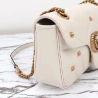 Gucci Women GG Marmont Small Shoulder Bag Double G White Matelassé Chevron Leather (8)