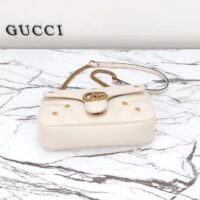 Gucci Women GG Marmont Small Shoulder Bag Double G White Matelassé Chevron Leather (8)