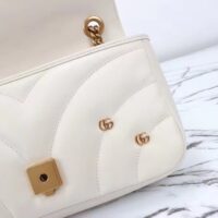 Gucci Women GG Marmont Small Shoulder Bag Double G White Matelassé Chevron Leather (8)