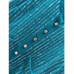 Gucci Women GG Mohair Silk Cardigan Teal Blend Sequin Embroidery Crewneck Long Sleeves - Image 4