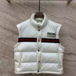 Gucci Men GG Padded Nylon Bomber Jacket Web White Goose Down Detachable Sleeves High Neck - Image 4