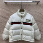 Gucci Men GG Padded Nylon Bomber Jacket Web White Goose Down Detachable Sleeves High Neck - Image 2