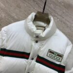 Gucci Men GG Padded Nylon Bomber Jacket Web White Goose Down Detachable Sleeves High Neck - Image 5