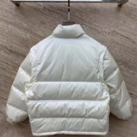 Gucci Women GG Padded Nylon Bomber Jacket Web White Goose Down Detachable Sleeves High Neck (13)