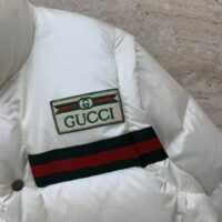 Gucci Women GG Padded Nylon Bomber Jacket Web White Goose Down Detachable Sleeves High Neck (13)