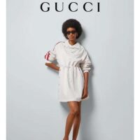 Gucci Women GG Technical Jersey Dress Web High Neck Dropped Shoulder Elastic Cuffs Drawstring Waist (8)