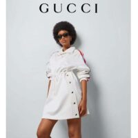 Gucci Women GG Technical Jersey Dress Web High Neck Dropped Shoulder Elastic Cuffs Drawstring Waist (8)