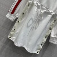 Gucci Women GG Technical Jersey Dress Web High Neck Dropped Shoulder Elastic Cuffs Drawstring Waist (8)