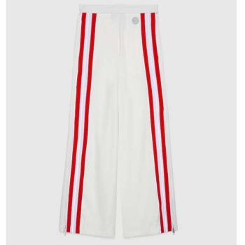 Gucci Women GG Technical Jersey Pant Web Interlocking G Embroidered Patch Elastic Waist Two Side Pockets