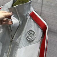 Gucci Women GG Technical Jersey Zip Sweatshirt Interlocking G Embroidered Patch High Neck Dropped Shoulder (12)