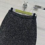 Gucci Women GG Viscose Knit Skirt Blend Sequin Embroidery Black Silver A-Line Zip Closure - Image 4