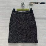 Gucci Women GG Viscose Knit Skirt Blend Sequin Embroidery Black Silver A-Line Zip Closure - Image 2