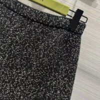 Gucci Women GG Viscose Knit Skirt Blend Sequin Embroidery Black Silver A-Line Zip Closure (10)