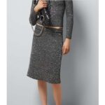 Gucci Women GG Viscose Knit Skirt Blend Sequin Embroidery Black Silver A-Line Zip Closure - Image 11