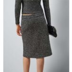 Gucci Women GG Viscose Knit Skirt Blend Sequin Embroidery Black Silver A-Line Zip Closure - Image 13