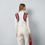 Gucci Women GG Viscose Knit Top Ivory High Neck Long Sleeves Cropped Length - Image 14