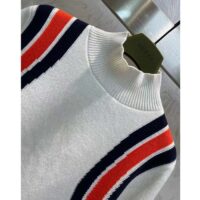 Gucci Women GG Viscose Knit Top Ivory High Neck Long Sleeves Cropped Length (6)