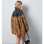 Gucci Women GG Wool Fleece Jacquard Zip Jacket Lined High Neck Dropped Shoulder Nylon Inserts – Bild 13