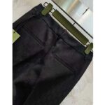 Gucci Women GG Wool Jacquard Pant Black Fitted Waistband Four Pleats Wide Leg - Image 8
