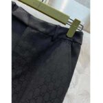 Gucci Women GG Wool Jacquard Pant Black Fitted Waistband Four Pleats Wide Leg - Image 7