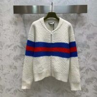 Gucci Women GG Wool Mohair Cardigan Web Knitted Collar Dropped Shoulder Long Sleeves (6)