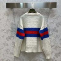 Gucci Women GG Wool Mohair Cardigan Web Knitted Collar Dropped Shoulder Long Sleeves (6)