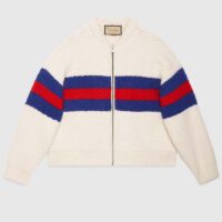 Gucci Women GG Wool Mohair Cardigan Web Knitted Collar Dropped Shoulder Long Sleeves (6)