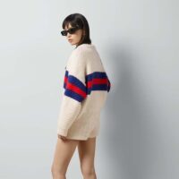 Gucci Women GG Wool Mohair Cardigan Web Knitted Collar Dropped Shoulder Long Sleeves (6)