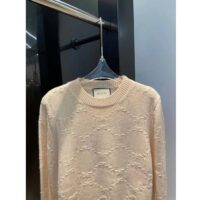 Gucci Women GG Wool Sweater Cream Crewneck Dropped Shoulder Long Sleeves (8)