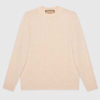 Gucci Women GG Wool Sweater Cream Crewneck Dropped Shoulder Long Sleeves (8)