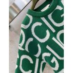Gucci Men GG Wool Sweater Gucci Intarsia Green Crewneck Dropped Shoulder - Imagen 5