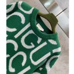 Gucci Men GG Wool Sweater Gucci Intarsia Green Crewneck Dropped Shoulder - Imagen 8