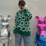 Gucci Women GG Wool Sweater Gucci Intarsia Green Crewneck Dropped Shoulder - Image 13