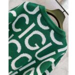 Gucci Men GG Wool Sweater Gucci Intarsia Green Crewneck Dropped Shoulder - Imagen 4