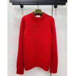 Gucci Men GG Wool Top Gucci Intarsia Red Crewneck Dropped Shoulder Long Sleeves – Bild 4