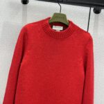 Gucci Men GG Wool Top Gucci Intarsia Red Crewneck Dropped Shoulder Long Sleeves – Bild 5
