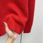 Gucci Men GG Wool Top Gucci Intarsia Red Crewneck Dropped Shoulder Long Sleeves – Bild 9