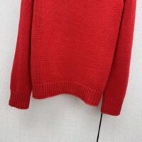 Gucci Women GG Wool Top Gucci Intarsia Red Crewneck Dropped Shoulder Long Sleeves (12)