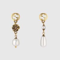 Gucci Women Interlocking G Flower Pearl Earrings (1)