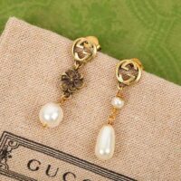 Gucci Women Interlocking G Flower Pearl Earrings (1)