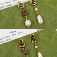 Gucci Women Interlocking G Flower Pearl Earrings (1)