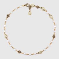 Gucci Women Interlocking G Flower Pearl Necklace (1)