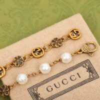 Gucci Women Interlocking G Flower Pearl Necklace (1)