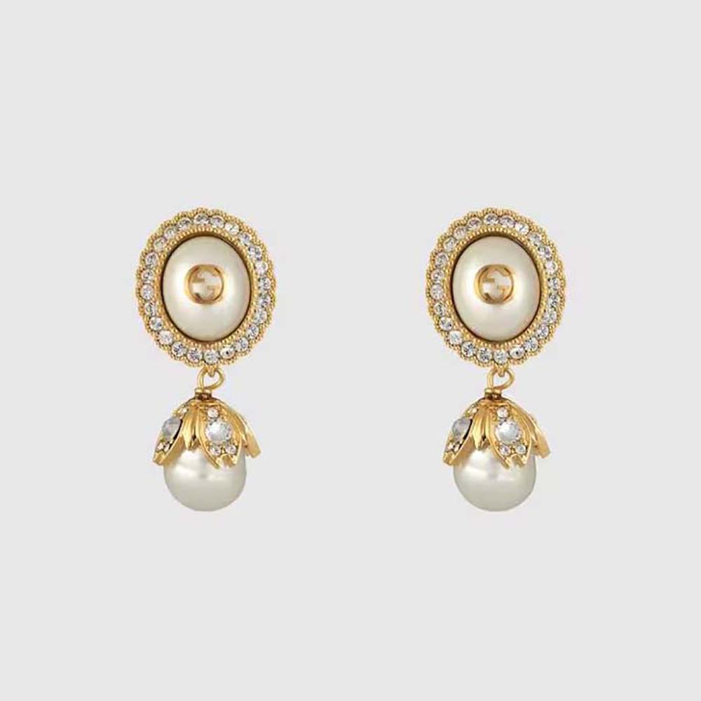 Gucci Women Interlocking G Pearl Earrings